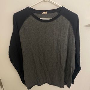 HYBRID THREADS - Size XXL LONG SLEEVE BASEBALL TEE BLACK AND GRAY